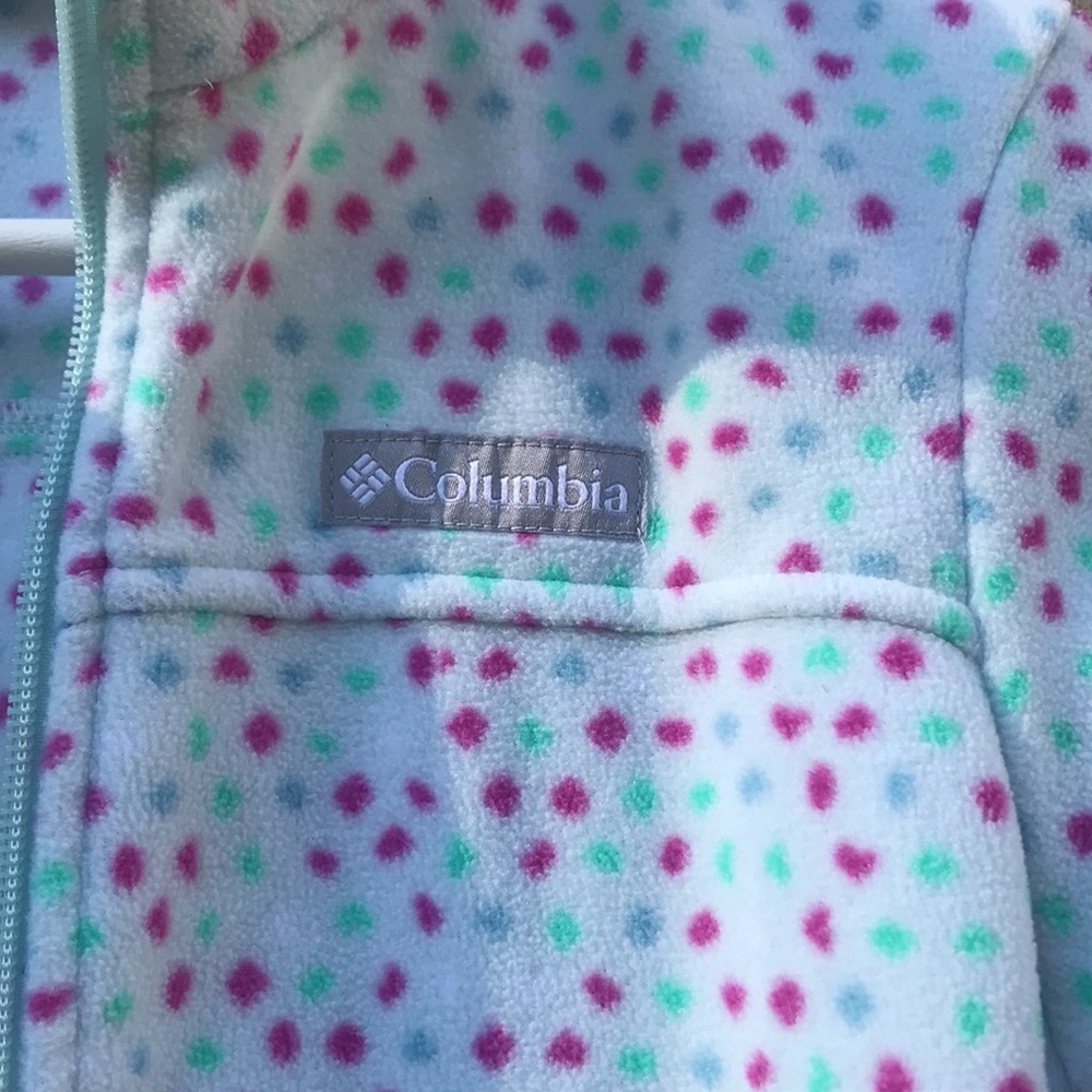 🎀2/$15 Adorable Columbia Polka Dot Full Zip Fleece - Picture 3 of 6